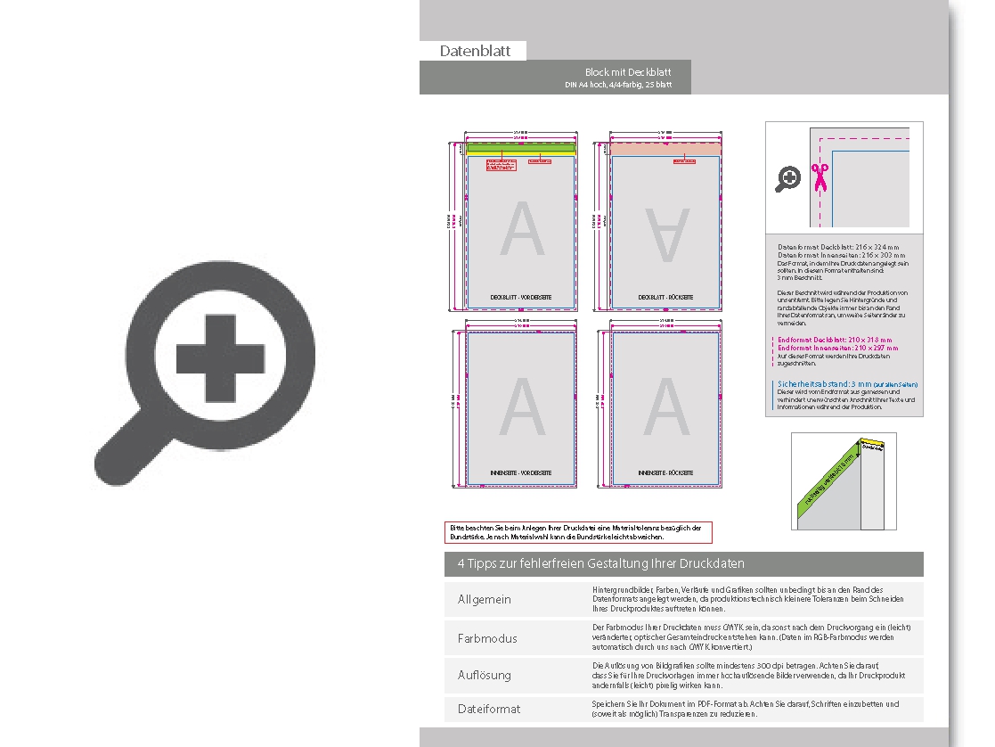 Product Bild block_mit_leimbindung_und_deckblatt__din_a4__25_blatt__4_4_farbig_beidseitig_bedruckt